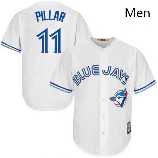 Mens Majestic Toronto Blue Jays 11 Kevin Pillar Replica White Cooperstown MLB Jersey